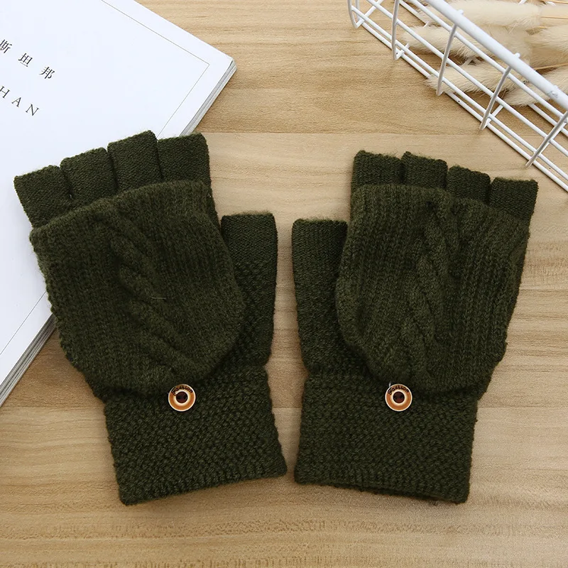 Новые модные женские мужские перчатки для рук, теплые зимние перчатки без пальцев, высококачественные женские перчатки, подарок, горячая Распродажа - Цвет: green