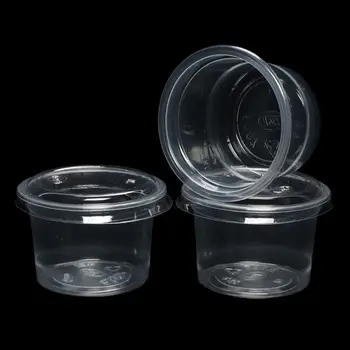 

50Pcs Disposable Cups Set Of 120ml Sauce Container Pot Jello Shot Cup Slime Storage With Lid For Ketchup 875C