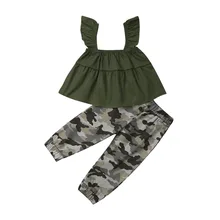 1-6Years Camo Clothing Set Kid Baby Girls Infant Clothes T-shirt Top Leggings Outfits Set Tracksuit