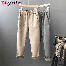 Mooirue зимние летние штаны женские корейские офисные шерстяные