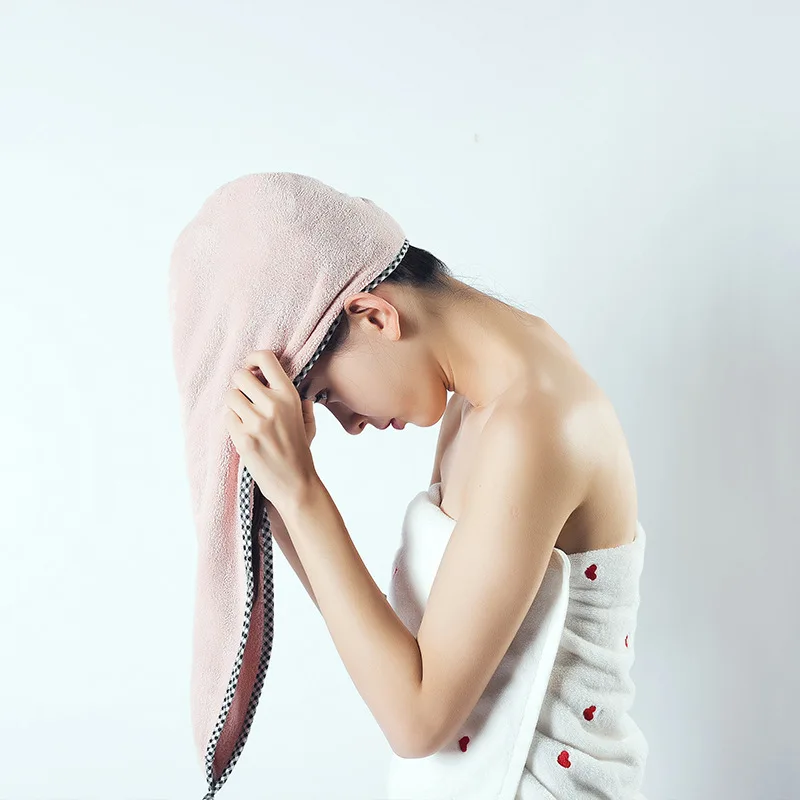 Hair Drying Towels Women Towels Bathroom Towel Bath Hat Quick drying Super Absorbent Thicker Microfiber Hair 4