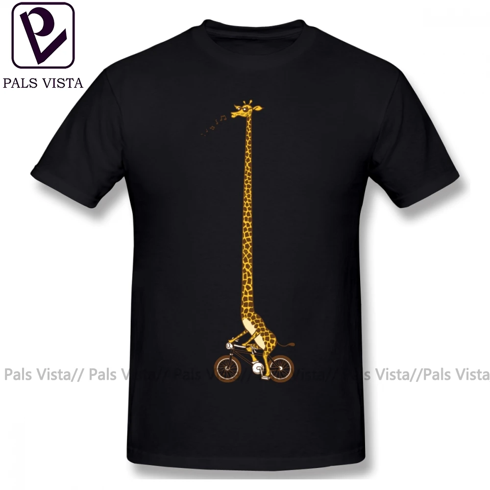 Футболка с жирафом, футболка с длинным велосипедом, Мужская хлопковая футболка, забавная уличная одежда больших размеров, футболка с коротким рукавом и графическим рисунком
