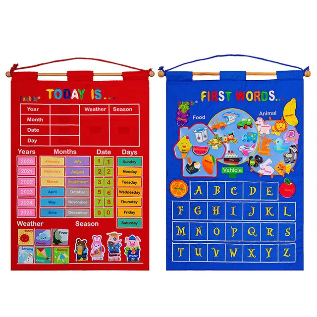 Baby Early Education Cognitive Things Wall Calendar Educational Toys Learning Year Month Day Weather Wall Calendar Learning Toys 1