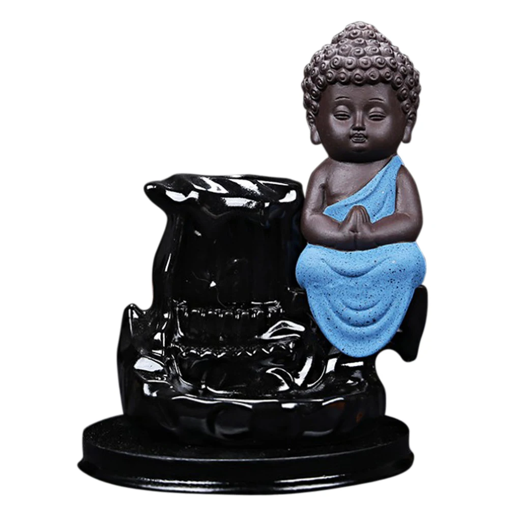 Милый керамический обратный поток горелка конус-башня ладан держатель буддийская кадильница для отеля автомобиля офиса Декор дома Йога комнаты орнамент - Цвет: Blue