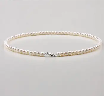 

Free shipping 18" AAA 6-5 MM SOUTH SEA NATURAL White PEARL NECKLACE 925silver GOLD CLASP