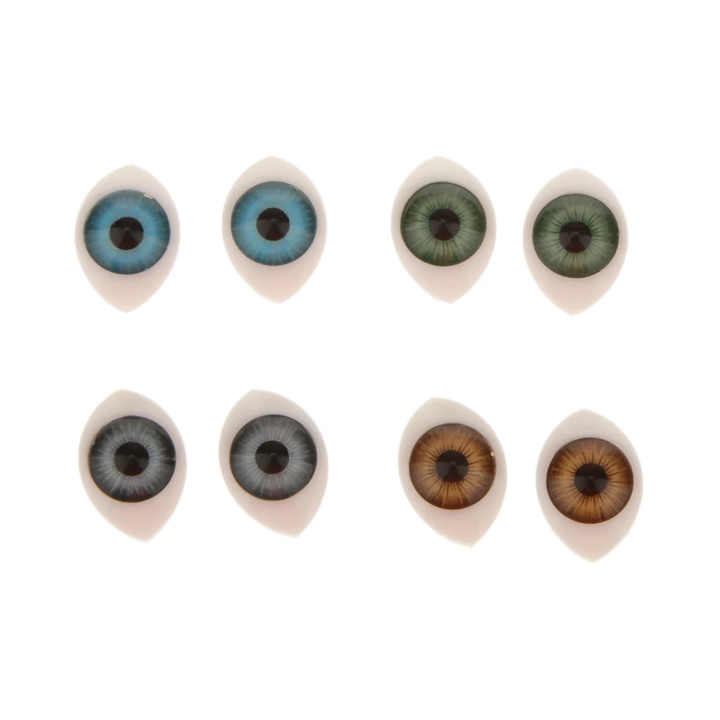 8pcs Oval Flat Back Glass Eyes 9mm Iris for Porcelain or Reborn Dolls DIY