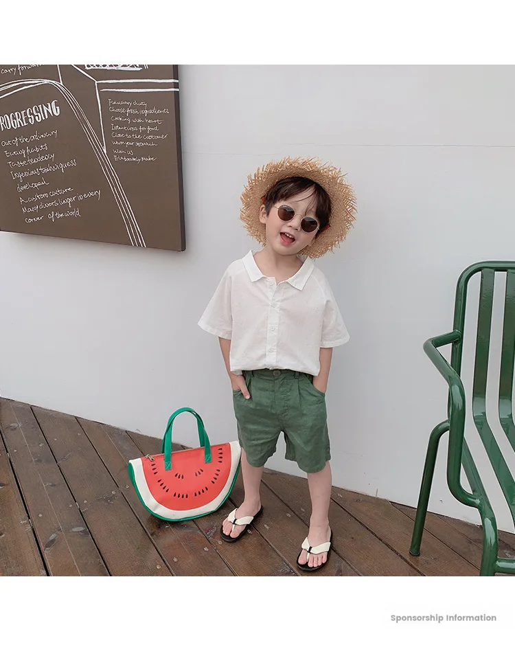 Г. Новая стильная рубашка для мальчиков летняя детская белая рубашка с короткими рукавами разноцветная рубашка в Корейском стиле детский сад для студентов