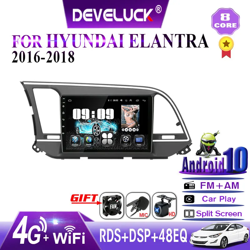 Автомобильный мультимедийный видеоплеер Android 2016 2Din для Hyundai Elantra 6 2015 2017 2018 GPS
