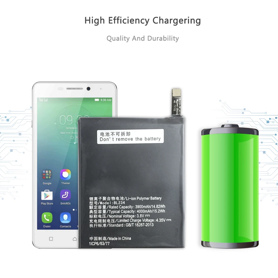 Сменный аккумулятор BL234 4000 мАч для Lenovo A5000 Vibe P1M P1MA40 P70 P70t T P70A A + номер