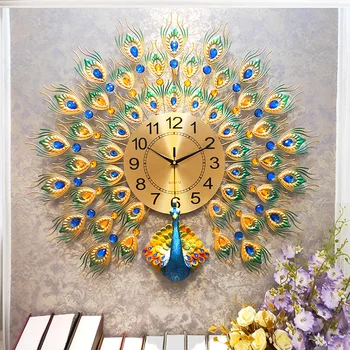 

Personality Peacock Wall Clock Home Decor Wall Watch Modern Design Living Room And Bedroom Silent Clock Wall Nordic Digital Klok