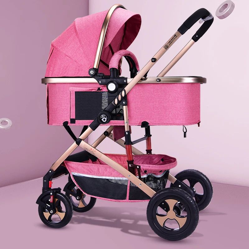 pink flagship Салли коляска складной двусторонний амортизатор 4 пневматических колеса для ребенок колеса для ребенка - Цвет: pink flagship