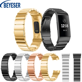 

Fashion Luxury Smart A Stainless Steel Strip Watch Loop Replacement For Fitbit Charge 3 Wristband Loop Metal Bracelet Adjustable