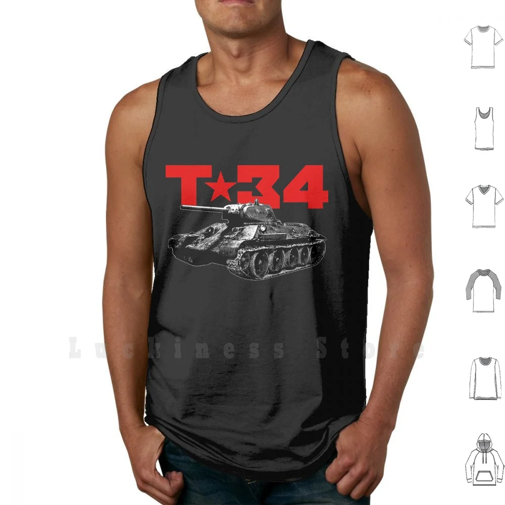 T-34 Canotte Gilet Senza Maniche Carro Armato Medio Unione Sovietica Seconda Guerra Mondiale Wwii Ww2 F 34 Carro Armato Pistola Veicolo Da Combattimen