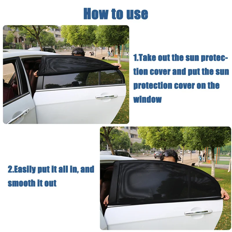 Car Window Sunshade 2/4pcs Front/Rear Side Window UV Sunshine Cover Shade Mesh Car Mosquito Net for Baby Child Camping