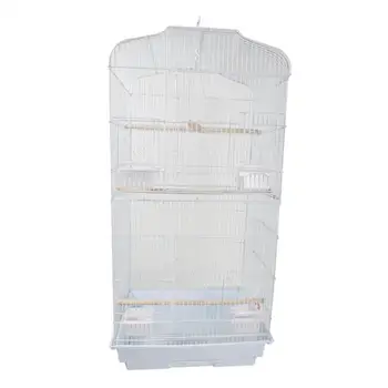 

37" Bird Parrot Cage Canary Parakeet Cockatiel LoveBird Finch Bird Cage with Wood Perches & Food Cups White US Stock