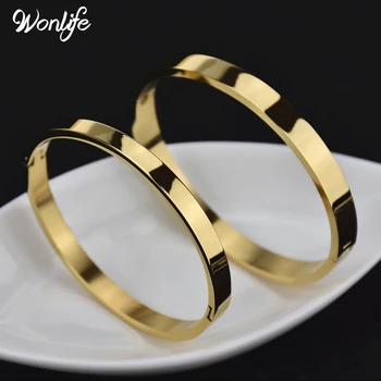 

Wonlife Simple Smooth Couple Jewelry Stainless Steel Mutil-color Lover Plain Bracelets & Bangles for Men Women Present