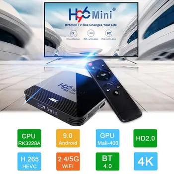 

2020 Newest RK3228A H96 Mini H8 Android 9.0 Set Top TV Box 2.4G / 5G Dual WiFi Bluetooth 4K HD Set Top Box Media Player