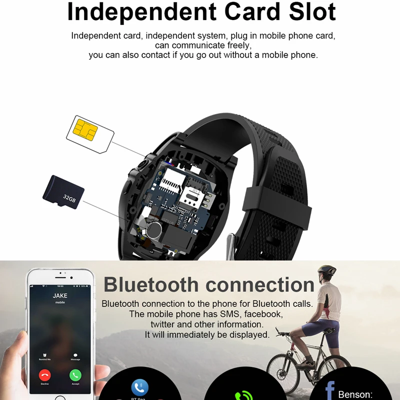 LYKRY R18 Bluetooth Смарт часы Sim открытый для мужчин сенсорный экран большая батарея Поддержка TF карта камера для Android умные часы с телефоном