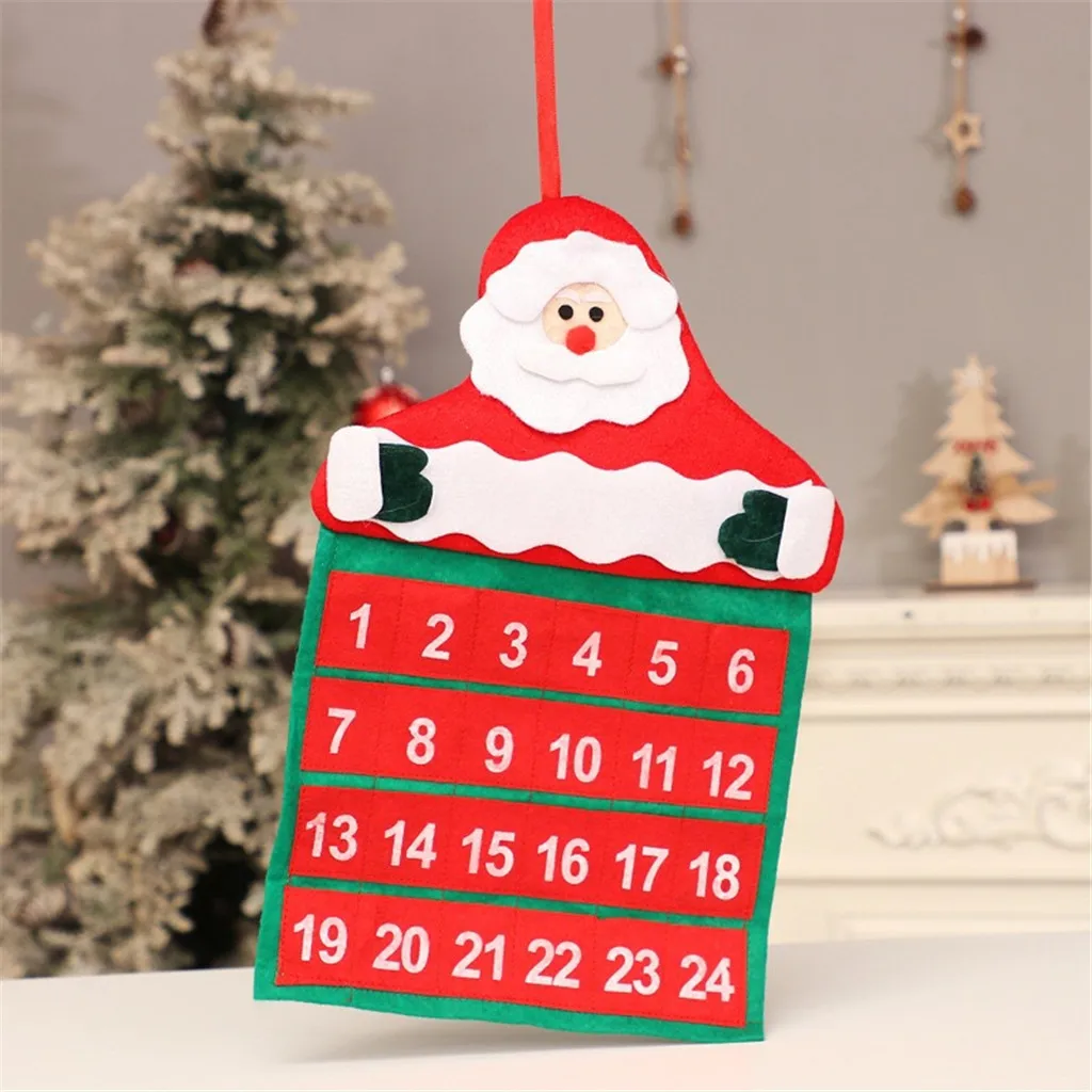 

Felt DIY Christmas Santa Claus Advent Calendar Birthday Advent Calendar Fabric Advent Calendar with Pockets 2019 New Year Decor