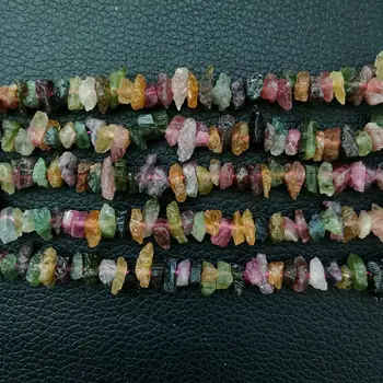 

8SE11195 4x8mm Natural Mixed Color Tourmaline Rough Loose Beads 16.5" Strand