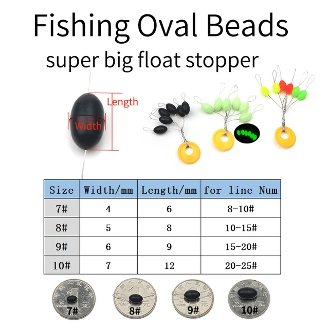 Fishing Bobber Stopper 60Pcs/10Groups 6 in 1 Black Rubber Beads