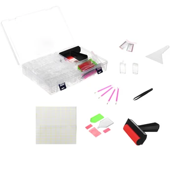 

DIY 64 Slot Embroidery Diamond Painting Storage Box Tool Kit Cross Stitch Embroidery Pen Tools Set Jewelry Case Organizer
