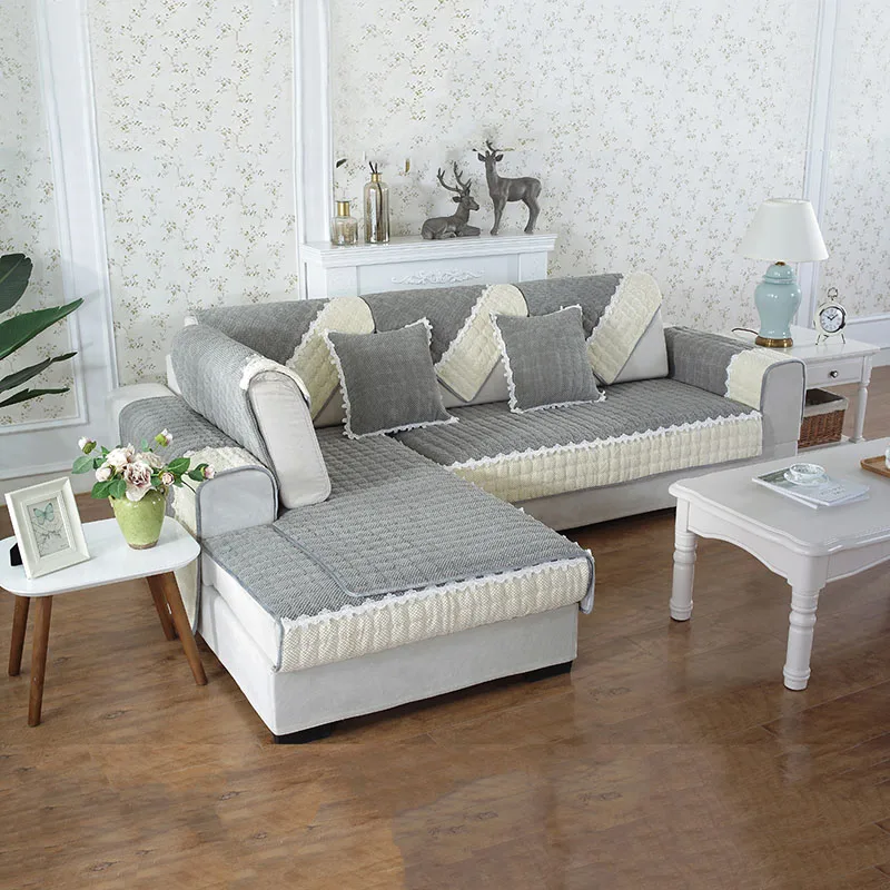 light gray 1 шт., нордическая Толстая Вельветовая ткань, чехол для дивана, нескользящая противогрязная Защитная Подушка для домашнего животного собаки, чехол для дивана, спинка, полотенце - Цвет: light gray