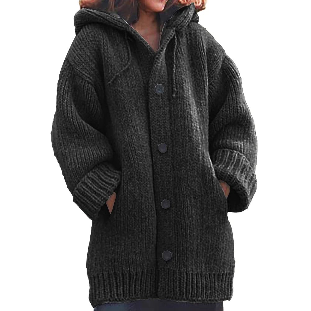 Пальто из ангоры женский кардиган свитер однотонный Свободный Трикотаж однобортный Повседневный вязаный кардиган верхняя одежда зимняя куртка пальто