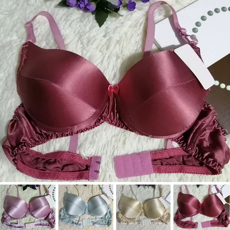 Women Bra Ladies Sexy Bralette Beach Summer Solid Color Silk Plus Size Brassiere Push Up Bra Intimates Lingerie Seamless Bra