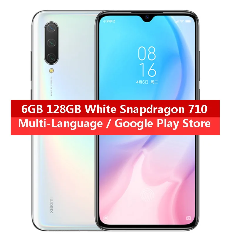 Глобальная версия, Xiaomi Mi 9 Lite, Восьмиядерный процессор Snapdragon710, 6 ГБ, 128G, мобильный телефон, 6,39 дюймов, AMOLED, камера 48 МП, 4030 мАч, мобильный телефон - Цвет: White 6GB 128GB