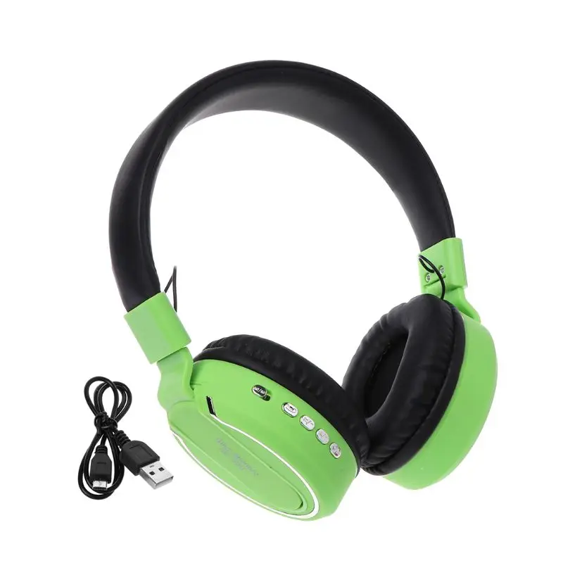 green Беспроводная гарнитура Bluetooth наушники стерео звук наушники микрофон Вызов TF карта микро спортивные игровые аксессуары 77UB - Цвет: green