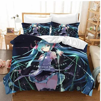 

Hot Sale Anime Hatsune Miku 3d Printed Bedding Set Duvet Cover Set Pillowcase Twin Full Queen King Adult Kids Bedclothes Bed Set
