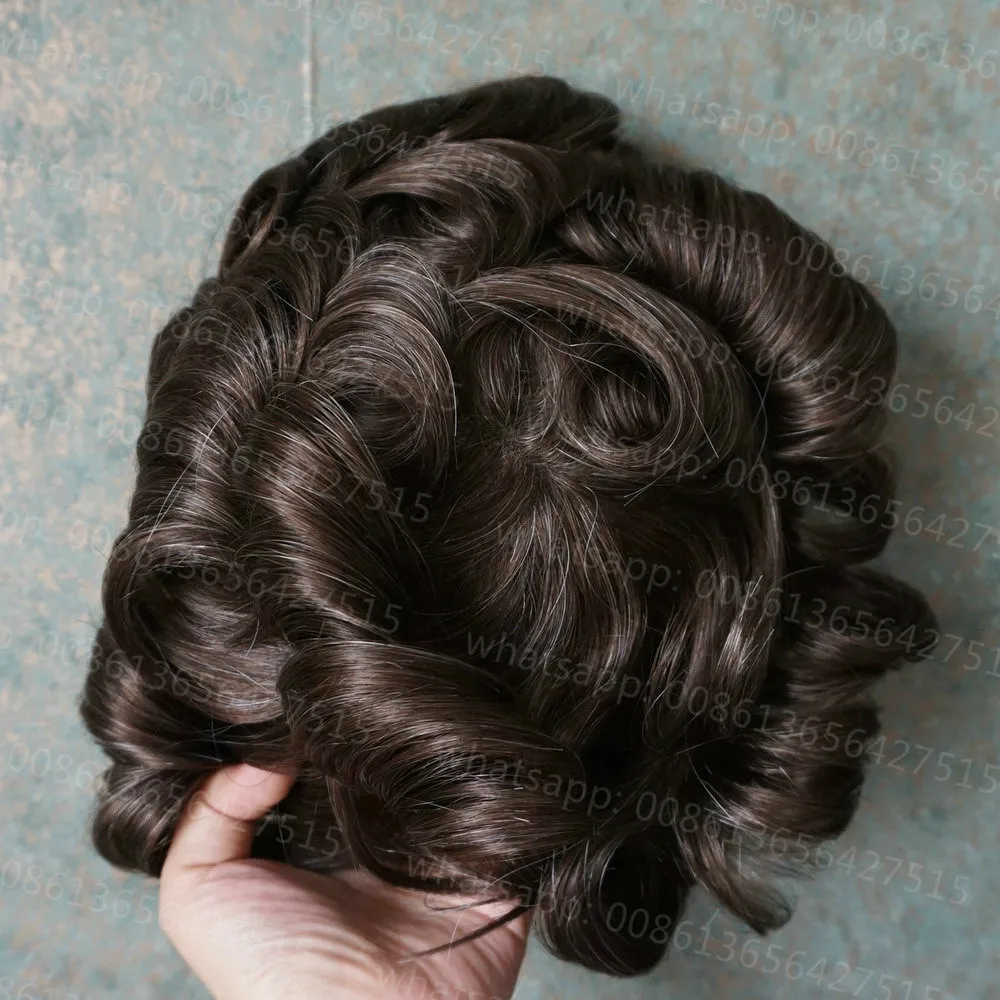 Hstonir, мужской парик, индийские волосы remy " x 10", тонкие волосы на основе кожи, парик из натуральных волос, невидимые узлы H078 - Парик Цвет: 510 #
