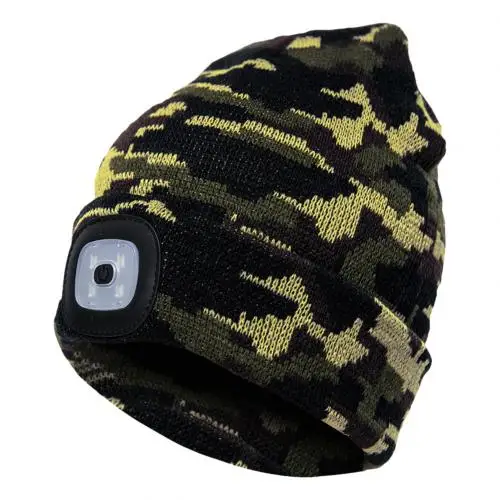 Camouflage Green SANWOOD унисекс Открытый Велоспорт Пешие прогулки светодиодный светильник вязаная шапка зимняя эластичная шапочка шапка с светильник ing Рождественский подарок для друга - Цвет: Camouflage Green
