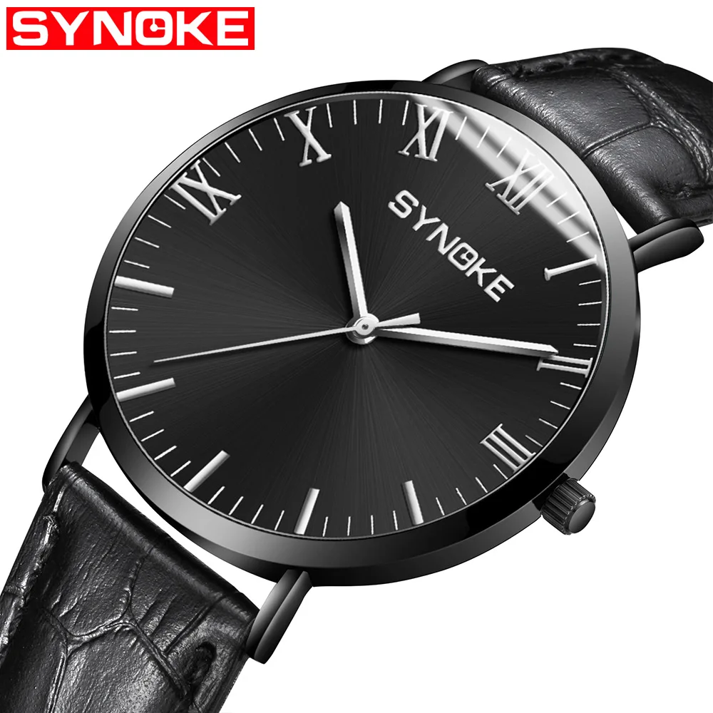 

SYNOKE Quartz Watch Men Scandinavian Minimalist Style Design Business Fashion Watch Waterproof Genuine Leather Quartz Watch