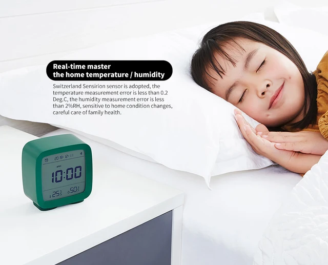 Gadgetoo Xiaomi Youpin Qingping Bluetooth Alarm Clock Temperature Humidity Monitoring Night Light 3 In 1 With App Contro