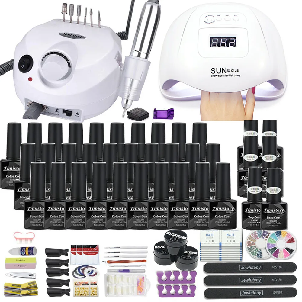 HOT SALES! Manicure Set with UV Led Nail Lamp Nail Set 30/20/10 Color UV Gel Nail Polish Kit Tools Set with Nail Drill Machine Nail files