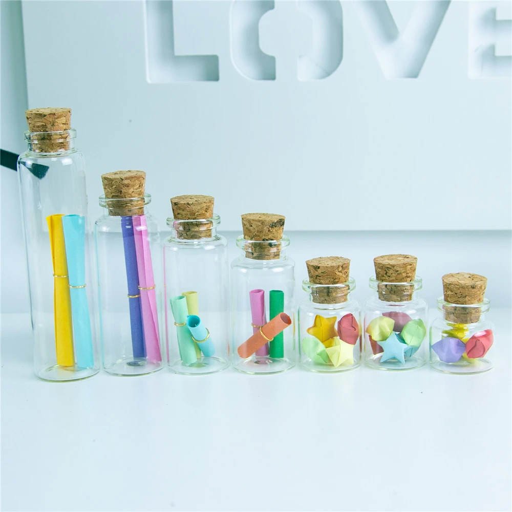 Mini Bottles with Cork Stopper 10ml 15ml 20ml 25ml 30ml 40ml 50ml 60ml Glass Jars Idea for Wedding Small Empty Bottle Gift 6pcs 4