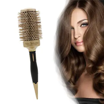 

Gold Hairless Ceramic Aluminum Rolling Comb Hairdressing Pointed Tail Hair Styling Tools
