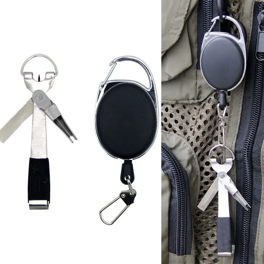 

Fishing Quick Knot Tool Fast Tie Nail Knotter Fly Tying Line Cutter Clipper Nipper w/ Zinger Retractor Tackle Accessories