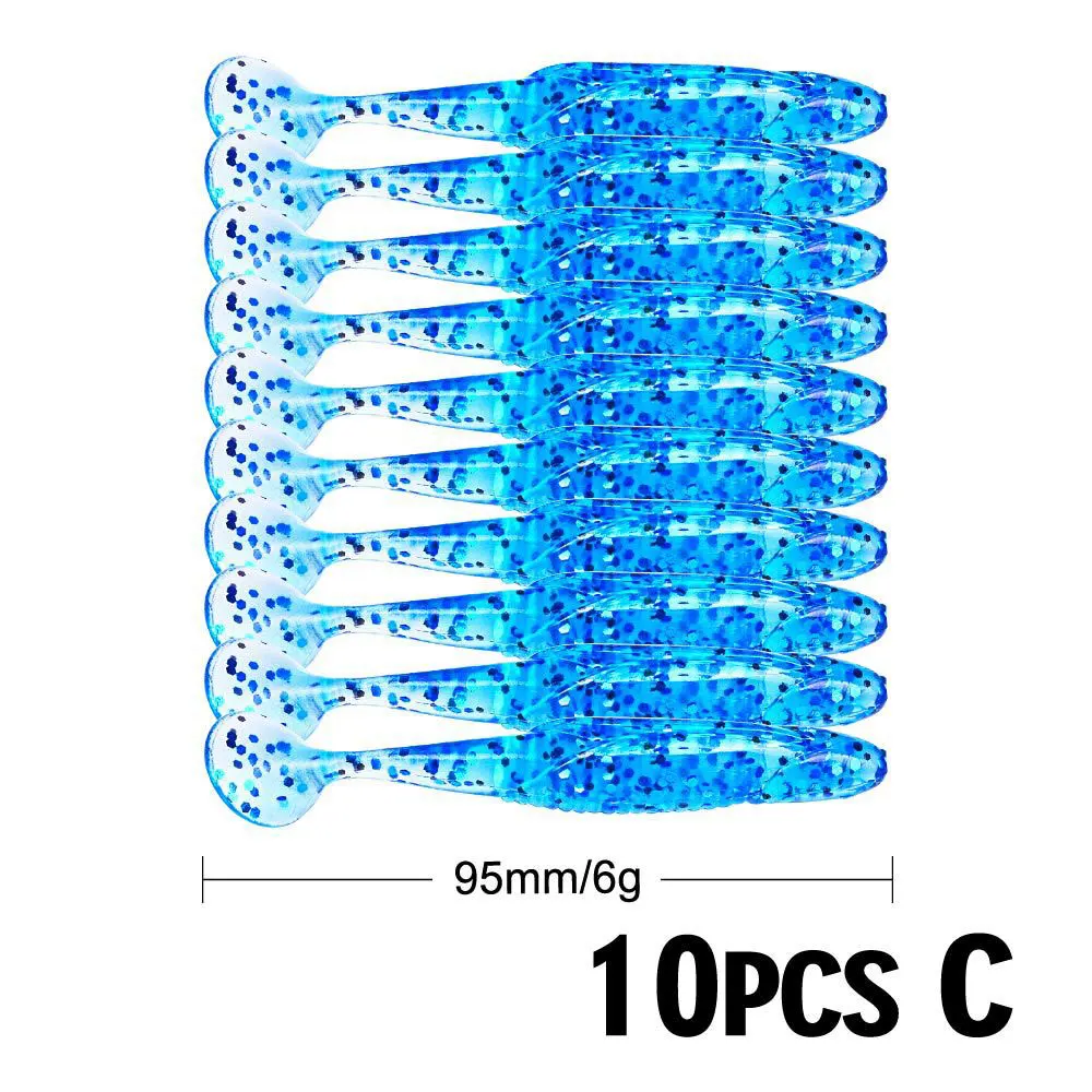 JACKFISH, 10 шт./лот, мягкие приманки, 9,5 см/6 г, приманки для рыбалки, морские рыболовные воблеры свимбейт, искусственные снасти - Цвет: C