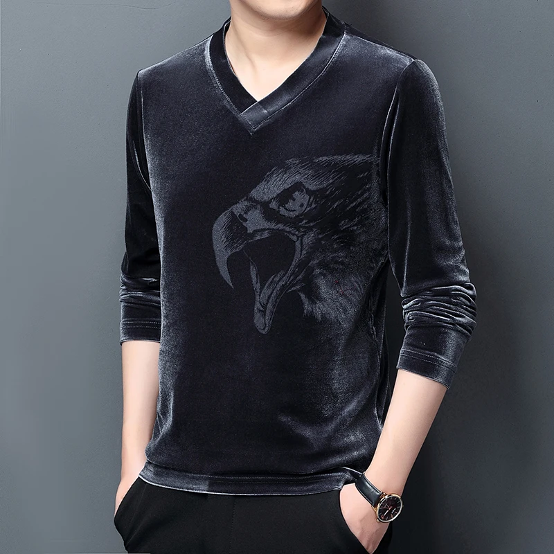 Royal Blue Velvet T Shirts Mens Plush 