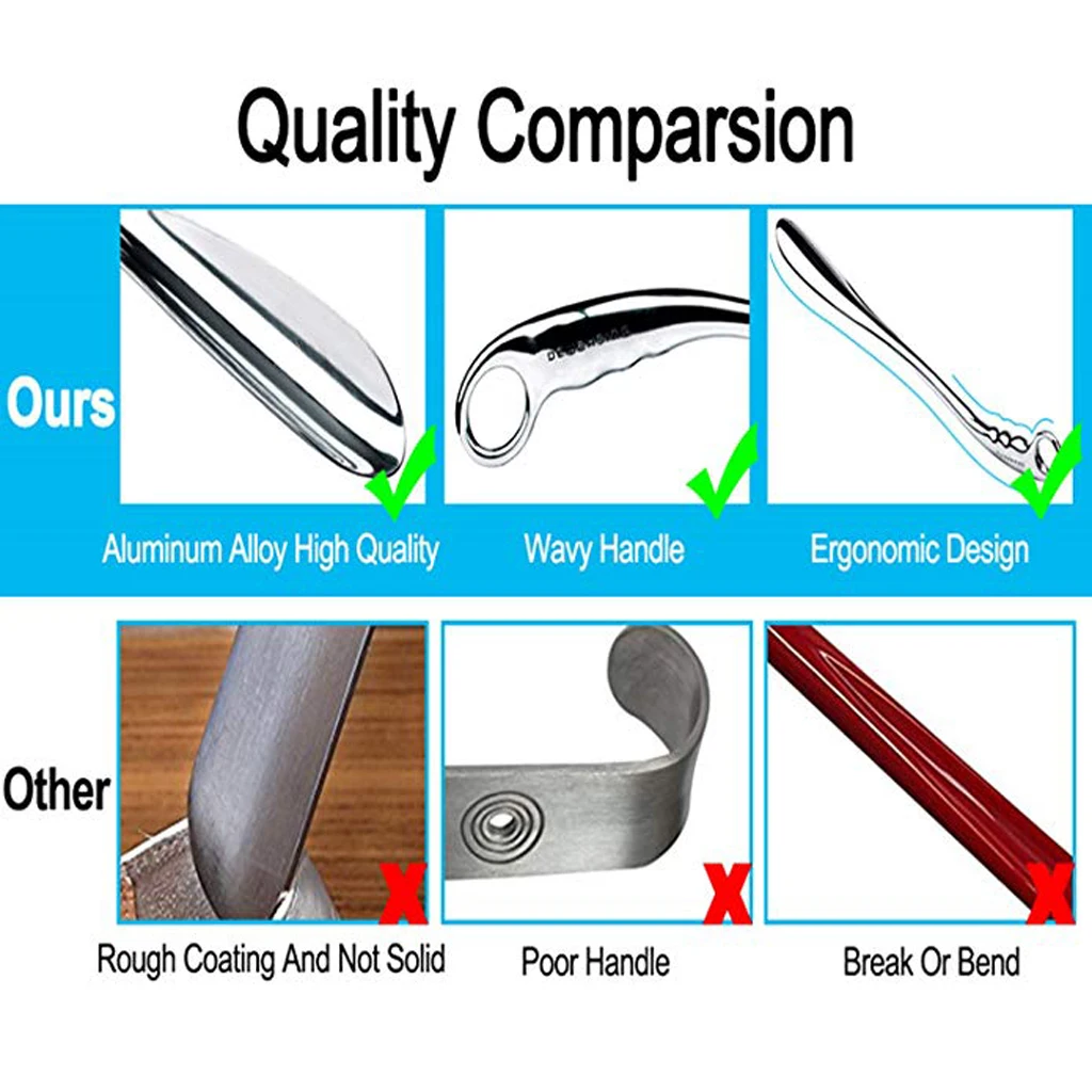 Metal Extra Long Shoehorn Easy to Reach 21' Shoe Horn Longer Fancy Hoop Handle Alloy Shoehorn