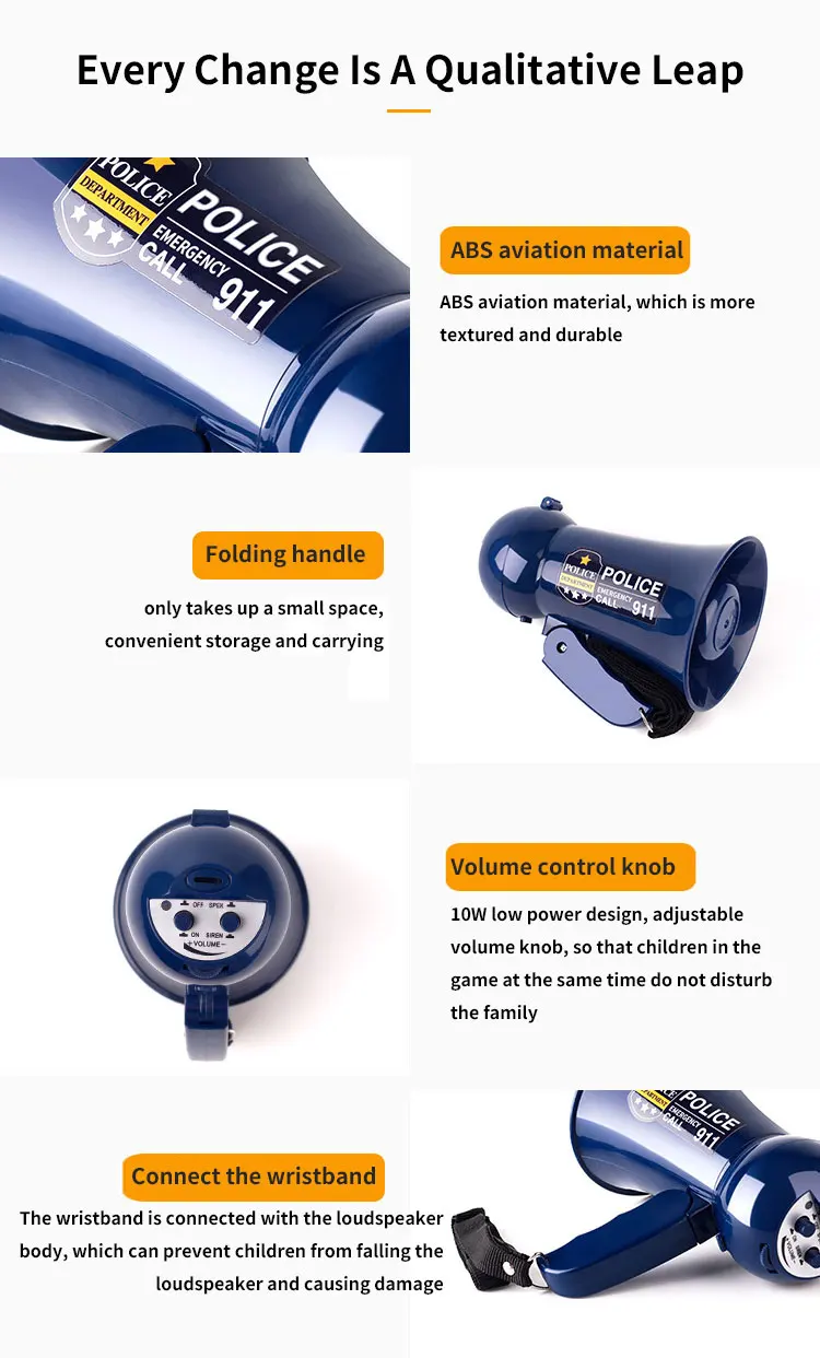 Police Boy Pretend Play Toy Small Horn Loudspeaker 7 Police Boy Pretend Play Toy Small Horn Loudspeaker