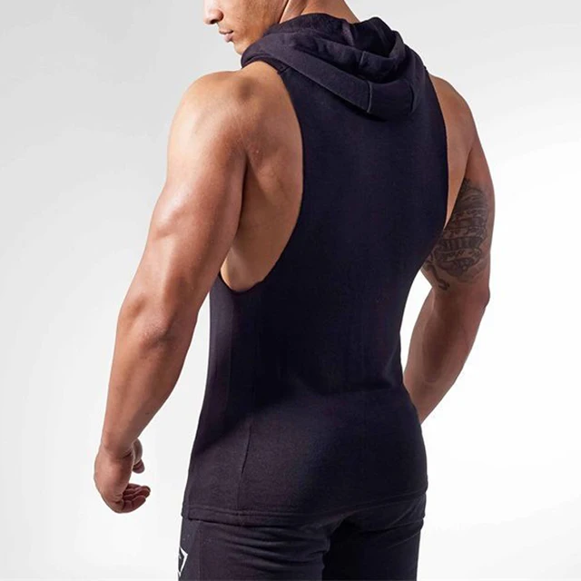 Cotton Hooded Men's Sleeveless Fitness Vest - Image 4