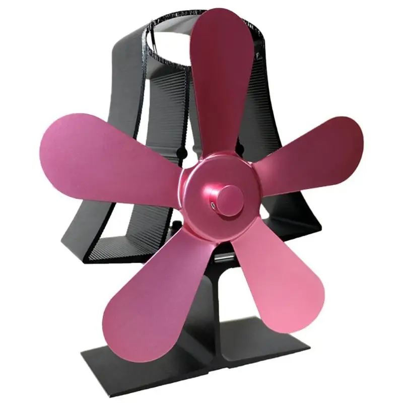 b 5 Blades Fireplace Fan Low Noise Hot Cooking Stove Thermal Heat Self-Power - Цвет: b