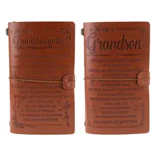 Винтажный блокнот из искусственной кожи с гравировкой для внука и дочери N0HC