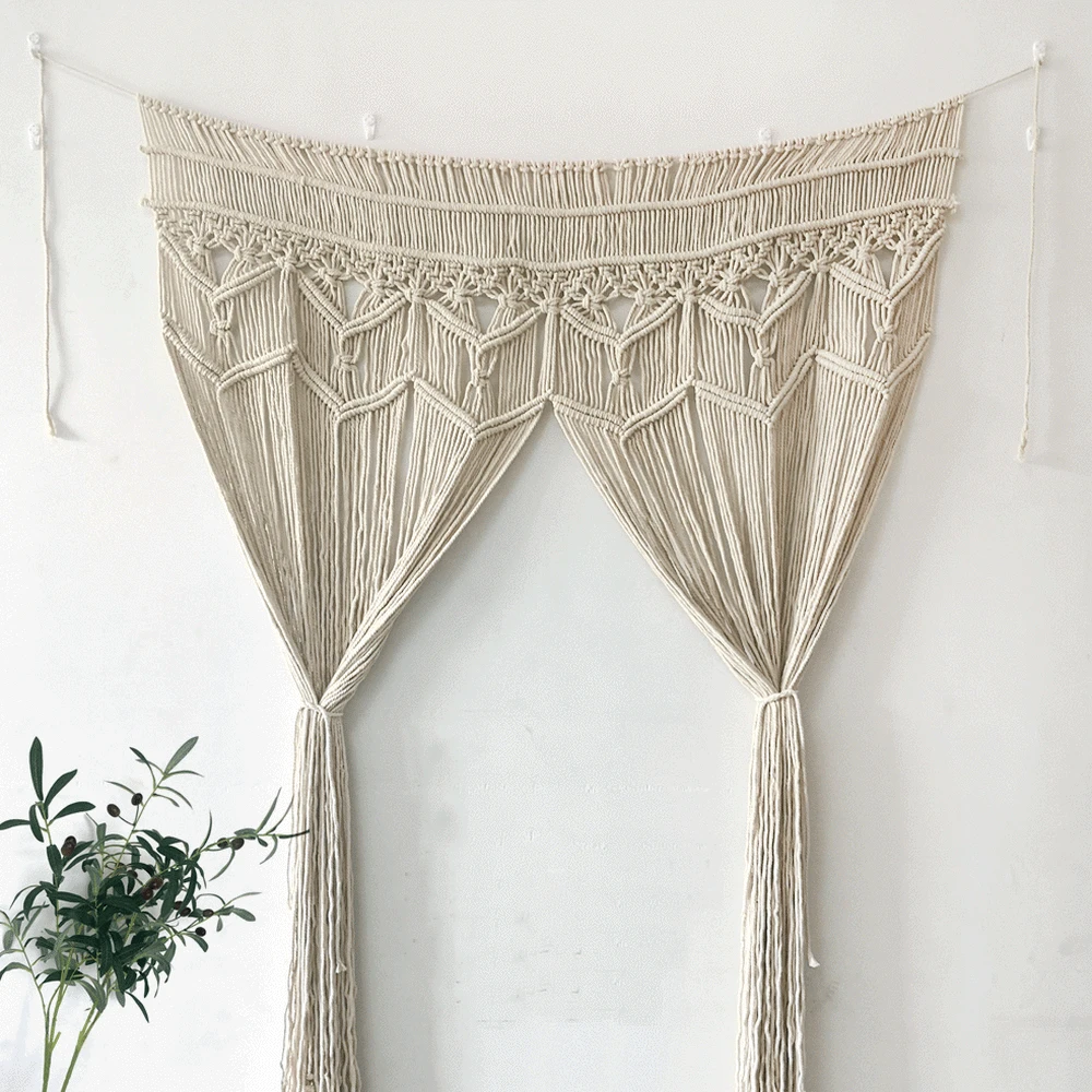 

BOHO Hand-woven Tapestry Living Room Window Wall Hanging Macrame Door Curtain Divider Drape for Apartment Home Decor