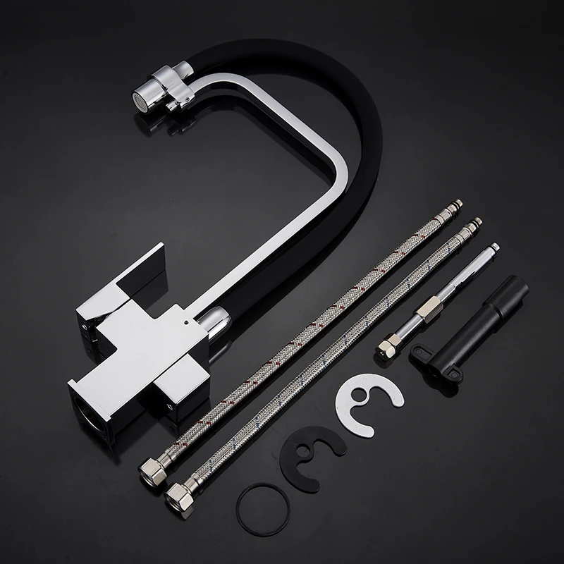Chrome Waterfilter taps kitchen faucets Dual Handle Deck Mounted Mixer Tap 360 Degree rotation Water Purification Feature Crane