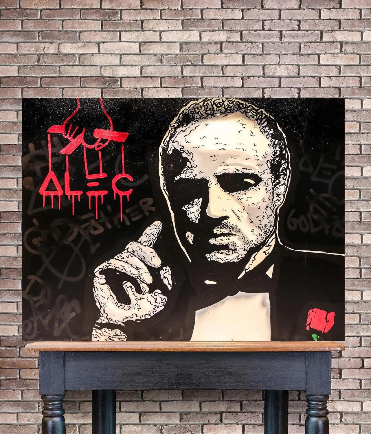 Alec Monopoly The Godfather Abstract Wall Art Oil Painting Poster Canvas Print Pictures for Living Room Home Decor |